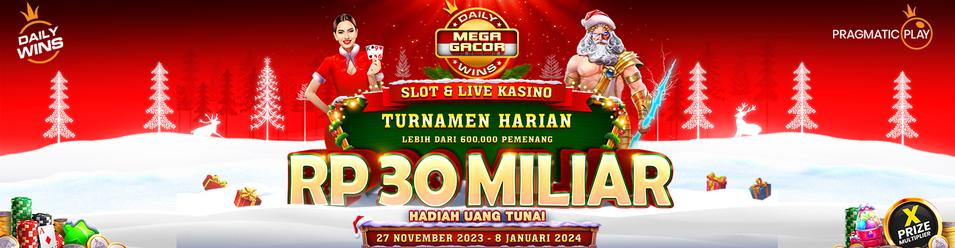 Daily Wins Slot & Live Casino - 27 November 2023 - 8 January 2023